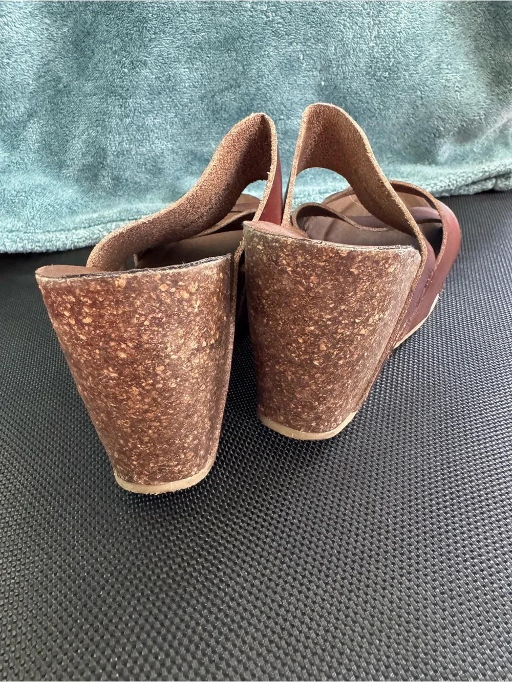 Women's Brown Crisscross Leather Wedge Sandals